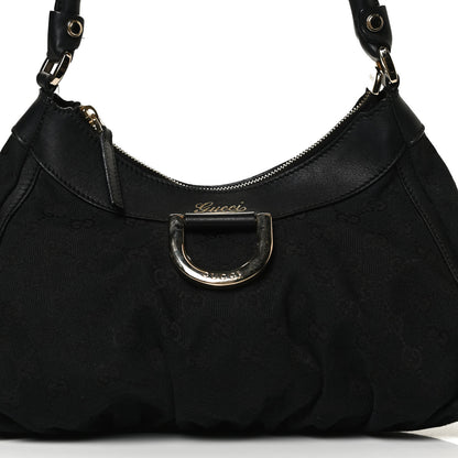 Gucci Monogram Medium D Gold Ring Hobo Black 9 of 15