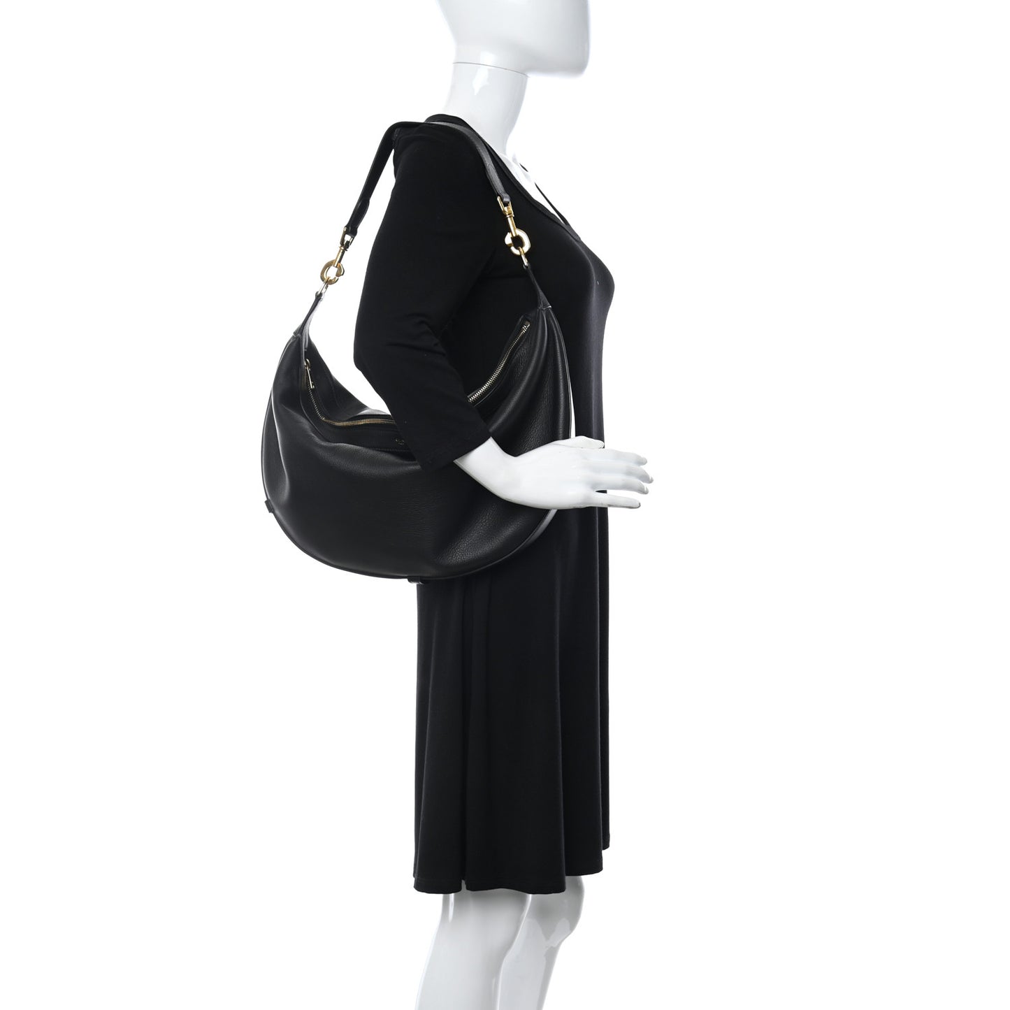 Supple Calfskin Medium Strap Leandre Shoulder Bag Black