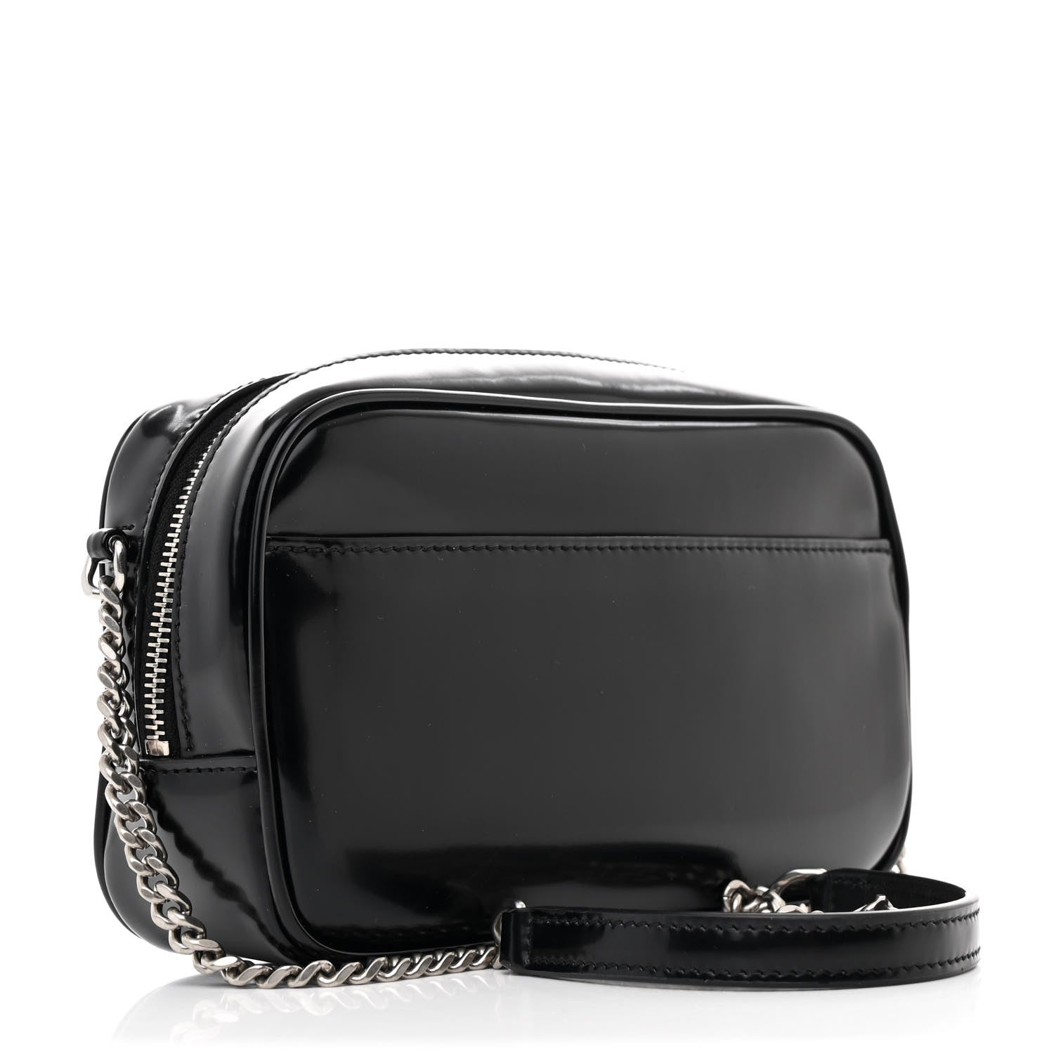 Saint Laurent Shiny Calfskin Monogram Mini Lou Camera Bag Black 3 of 11