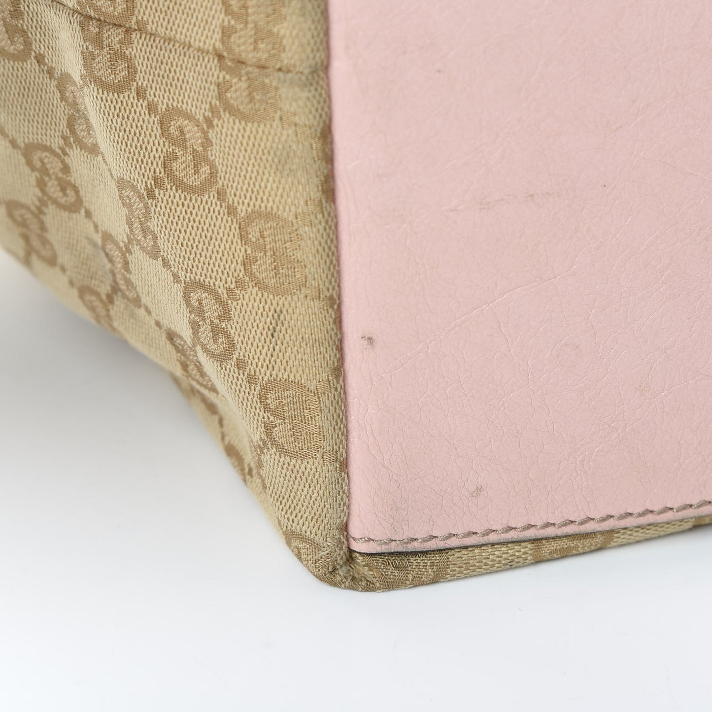 GG Monogram Medium Web Handle Bucket Tote Pink Blue