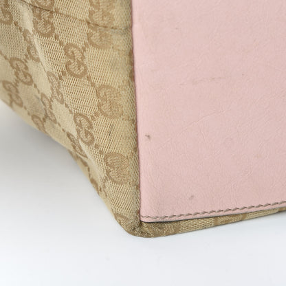 Gucci GG Monogram Medium Web Handle Bucket Tote Pink Blue 14 of 17