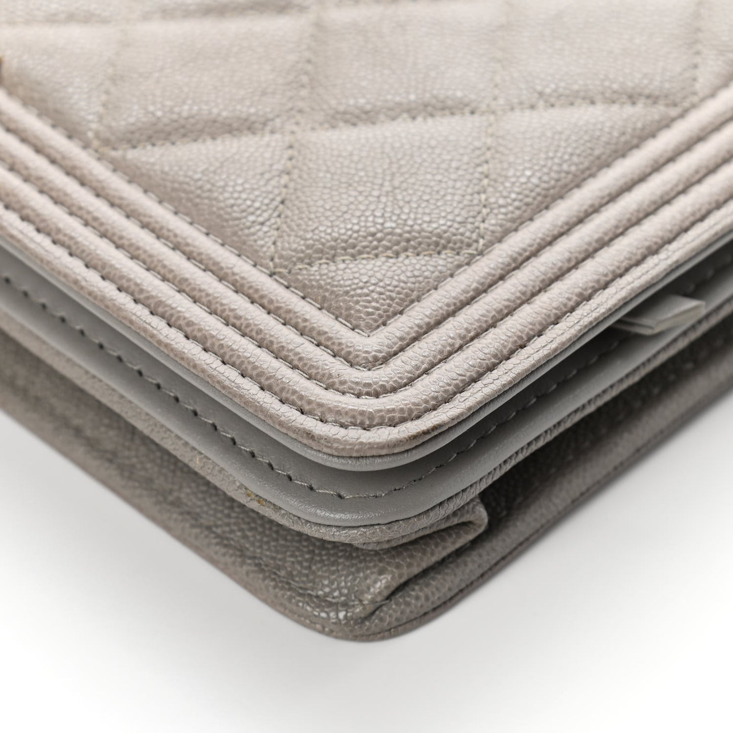 Caviar Quilted Boy Wallet On Chain WOC Grey