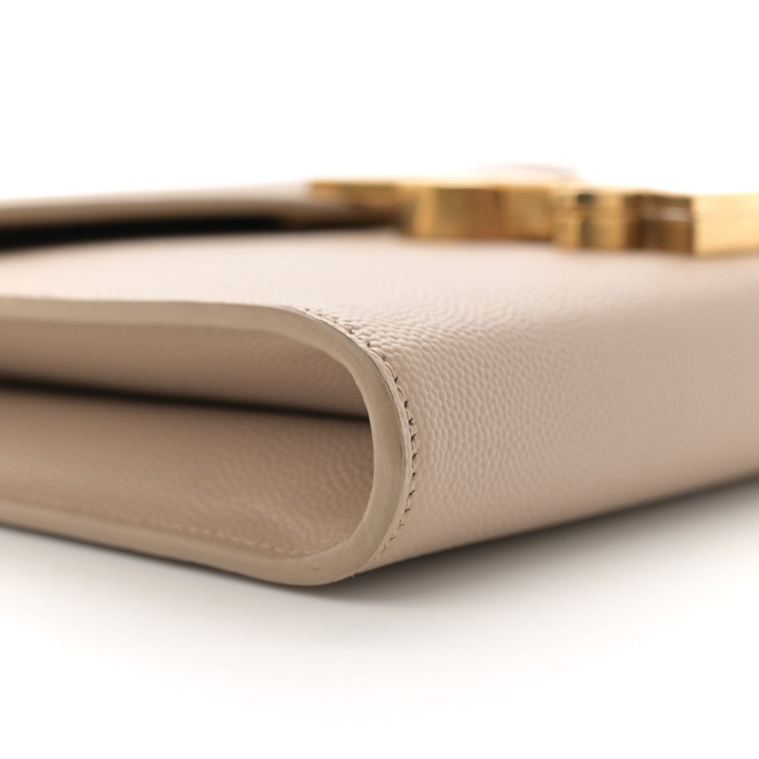 Saint Laurent Grain De Poudre Monogram Cassandra Chain Wallet Dark Beige 8 of 11
