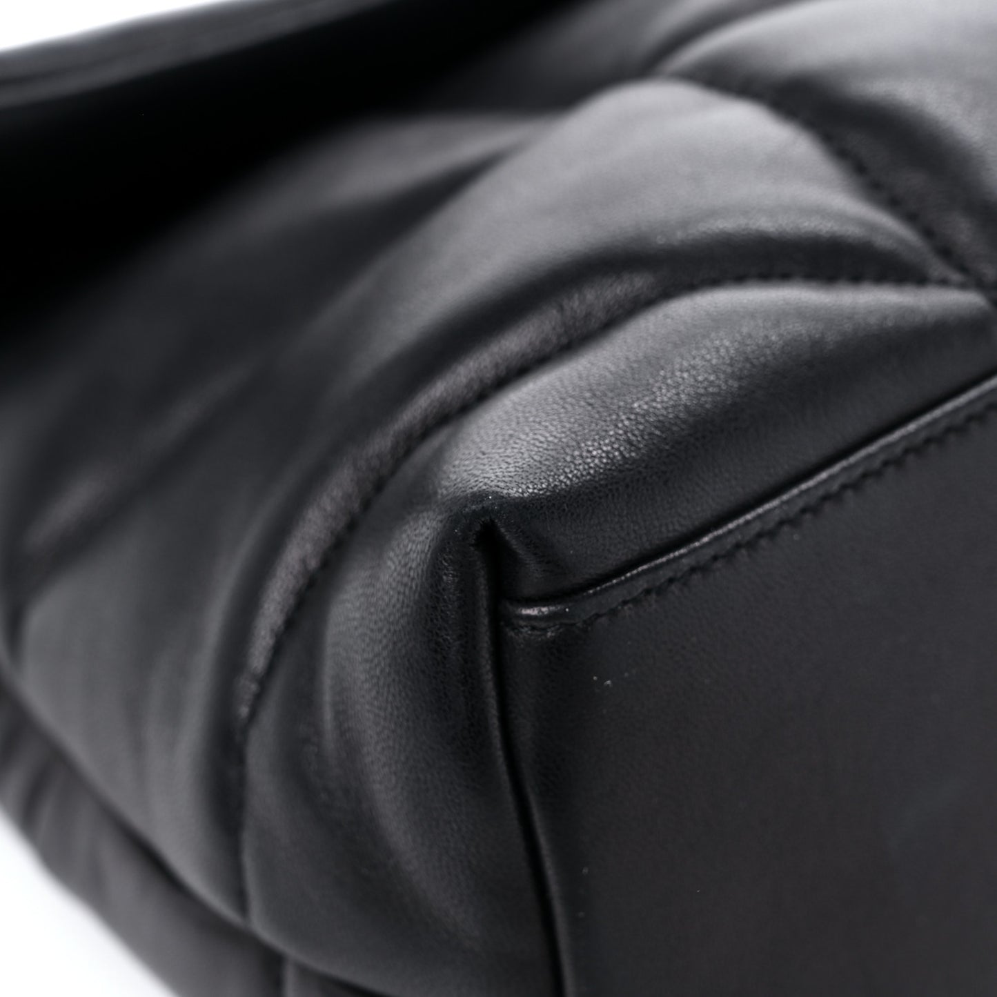 Lambskin Quilted Medium Loulou Puffer Monogram Chain Satchel Black