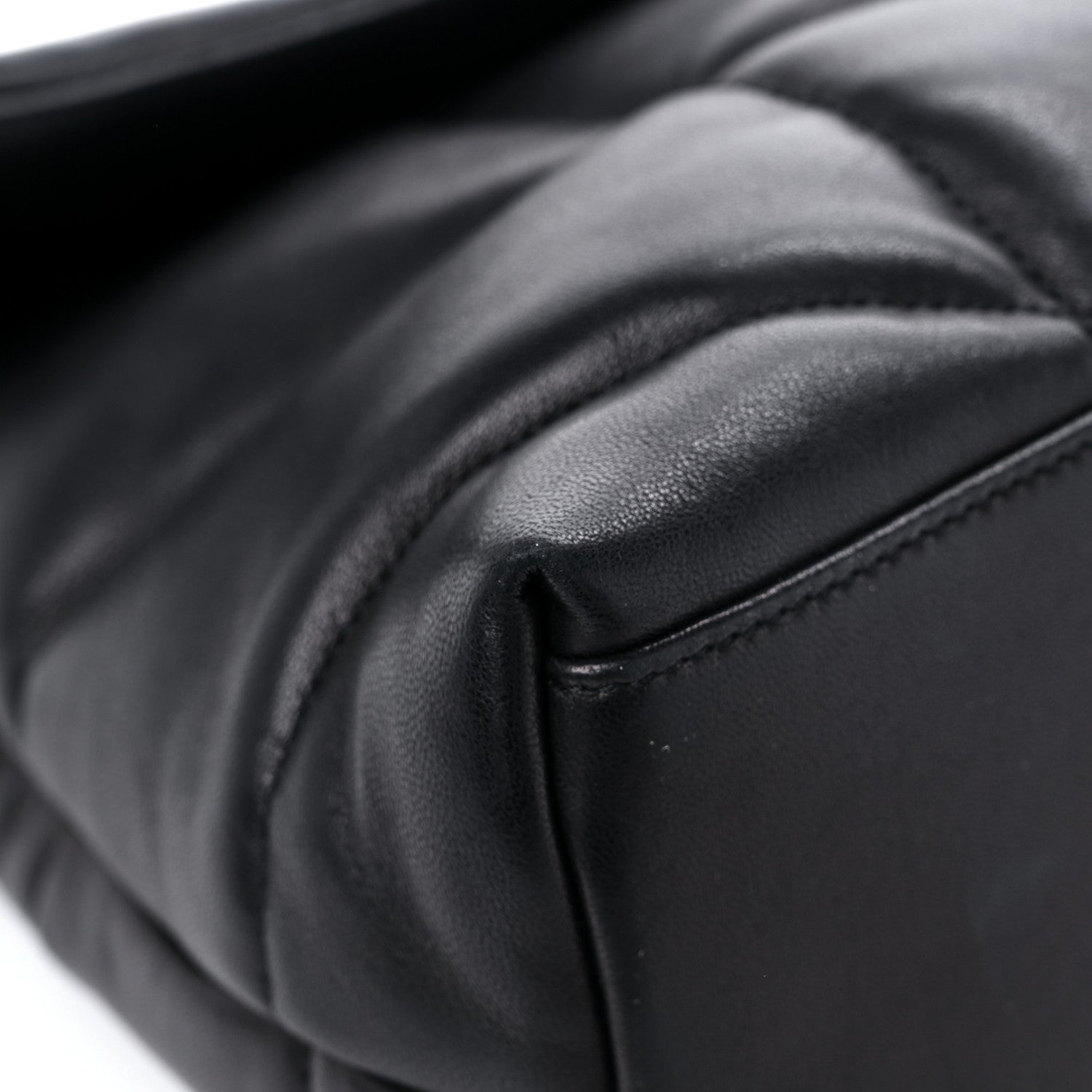 Saint Laurent Lambskin Quilted Medium Loulou Puffer Monogram Chain Satchel Black 9 of 13