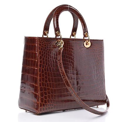 Christian Dior Crocodile Large Lady Dior Brown 3 of 11