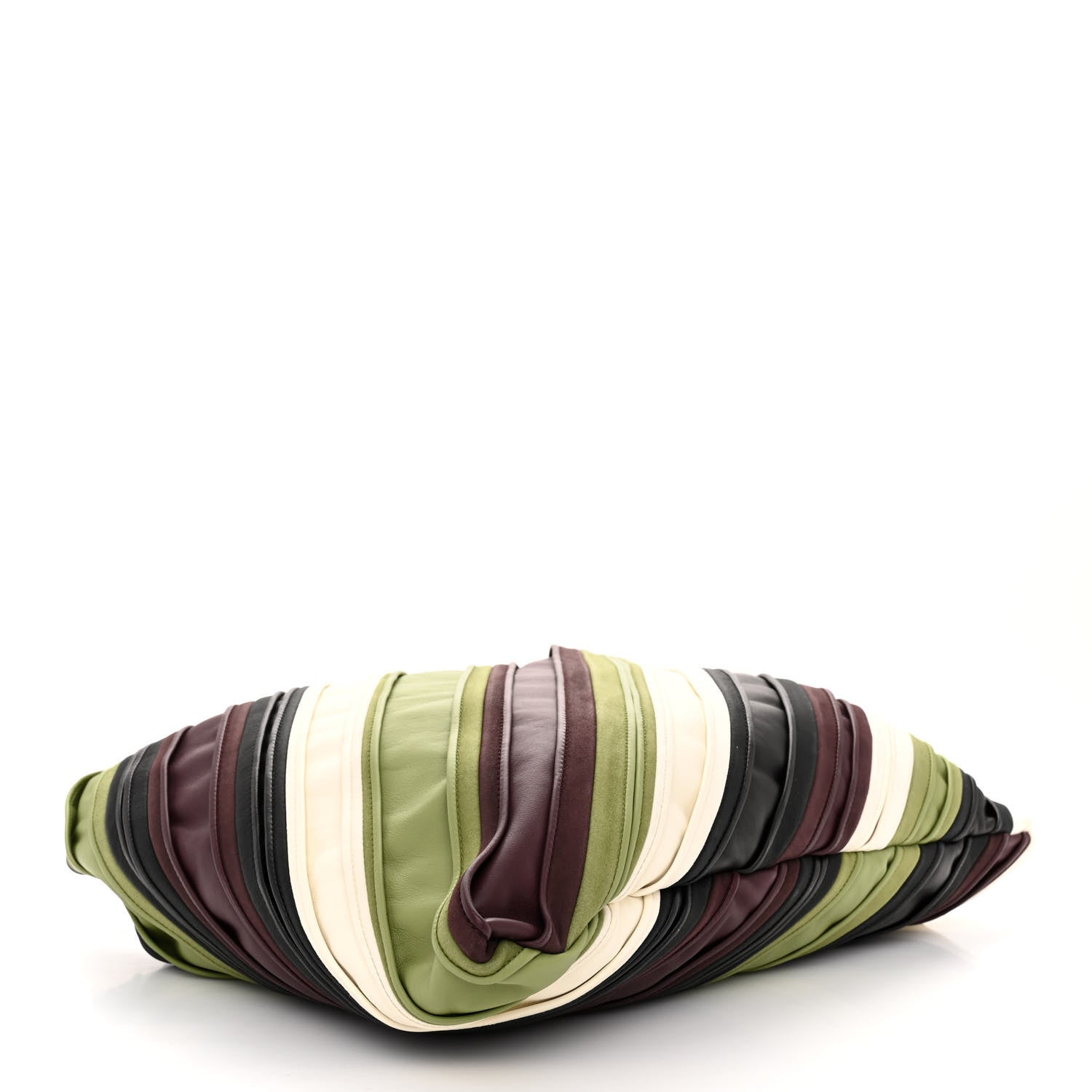Bottega Veneta Calfskin Suede Striped Large Hop Black Matcha Leaf Jam White 4 of 9