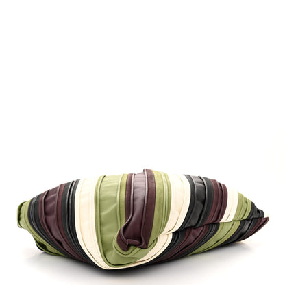 Bottega Veneta Calfskin Suede Striped Large Hop Black Matcha Leaf Jam White 4 of 9