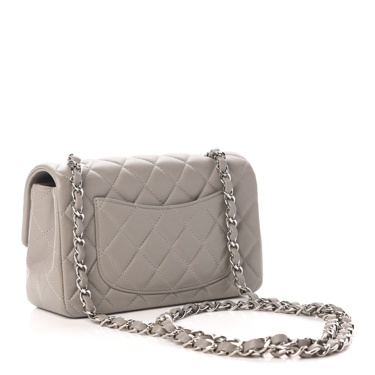Chanel Lambskin Quilted Mini Rectangular Flap Grey 3 of 11