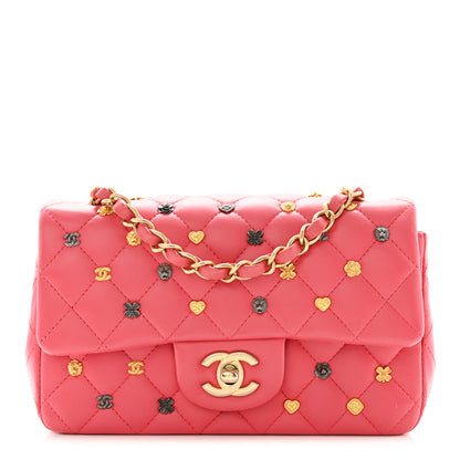Chanel Lambskin Quilted Studded Mini Rectangular Flap Pink 1 of 12