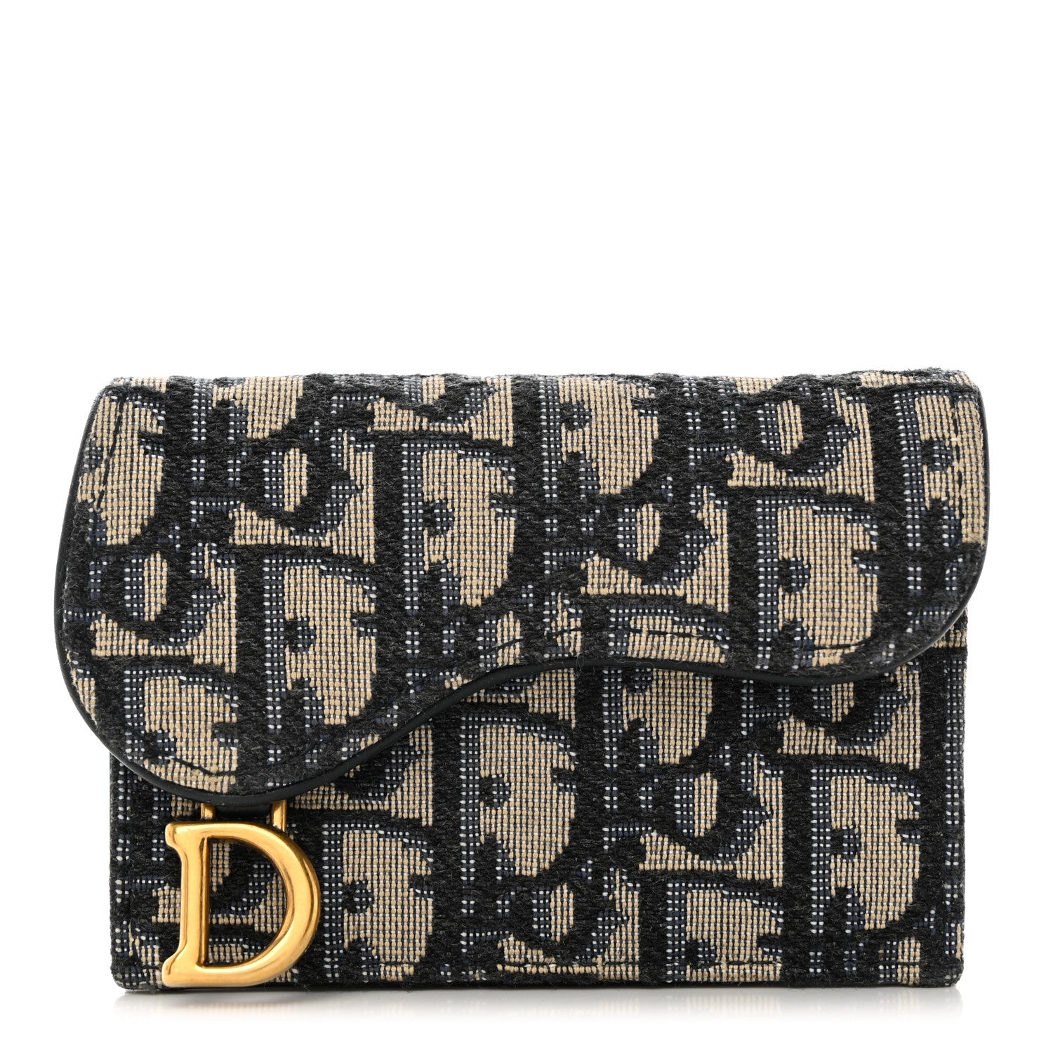 Christian Dior Oblique Saddle Card Holder Blue 1 of 8