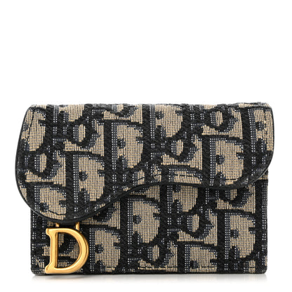 Christian Dior Oblique Saddle Card Holder Blue 1 of 8