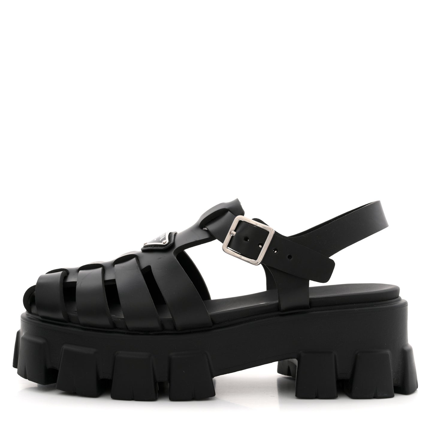 Foam Rubber Triangle Logo Monolith 55mm Cage Sandals 39 Black