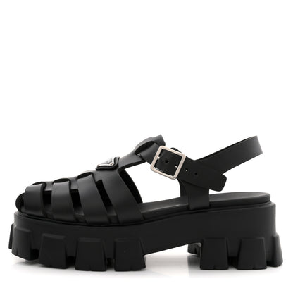 Prada Foam Rubber Triangle Logo Monolith 55mm Cage Sandals 39 Black 1 of 11