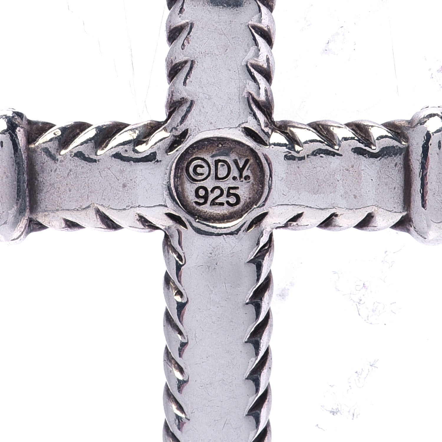 David Yurman Sterling Silver Diamond Chevron Cross Pendant 4 of 5
