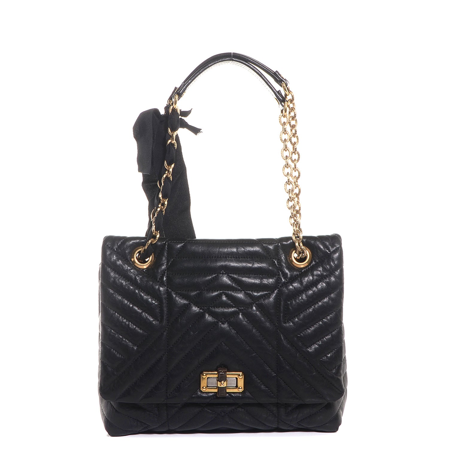 Lanvin Quilted Calfskin Medium Happy Shoulder Bag Black 1 of 10