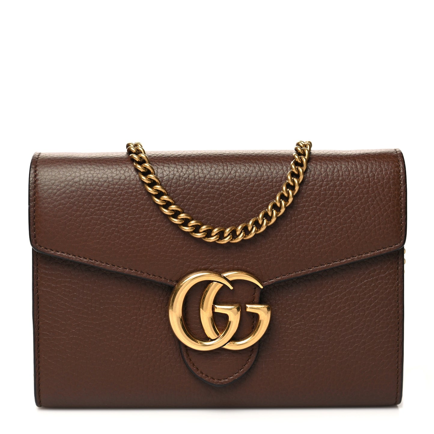 Cellarius Calfskin GG Marmont Chain Wallet Nut Brown