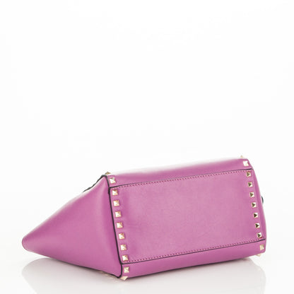 Valentino Garavani Vitello Small Rockstud Double Handle Tote Purple Violet 4 of 6