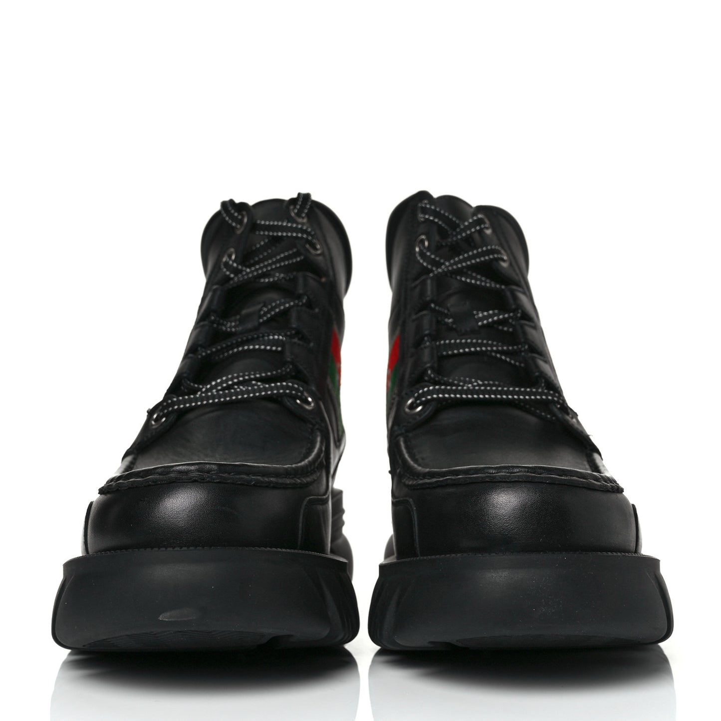 Quebec Calfskin Web Mens Interlocking G Lace Up Combat Boots 10 Black Mystic White Green Red