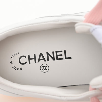 Chanel Calfskin Womens CC Sneakers 39.5 White Pink 8 of 9