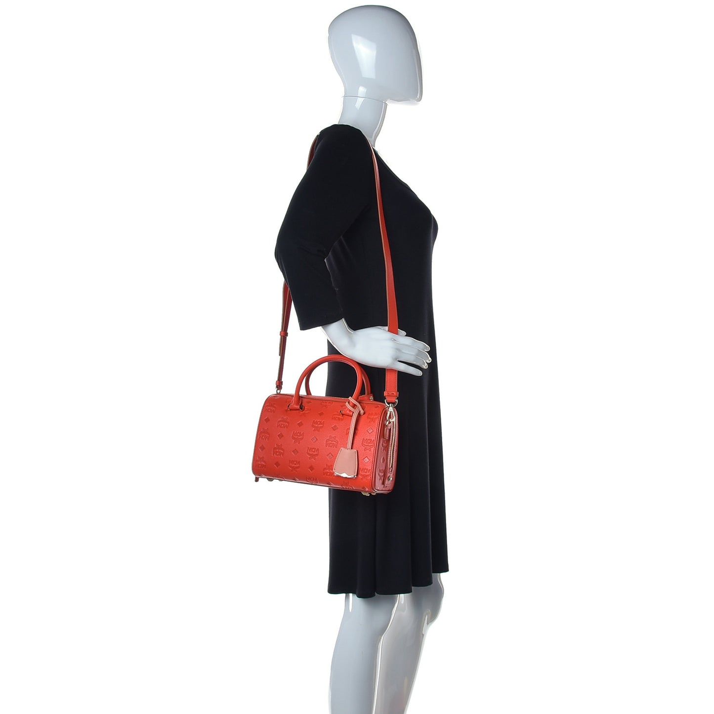 Calfskin Ottomar Monogram Small Essential Boston Bag Red