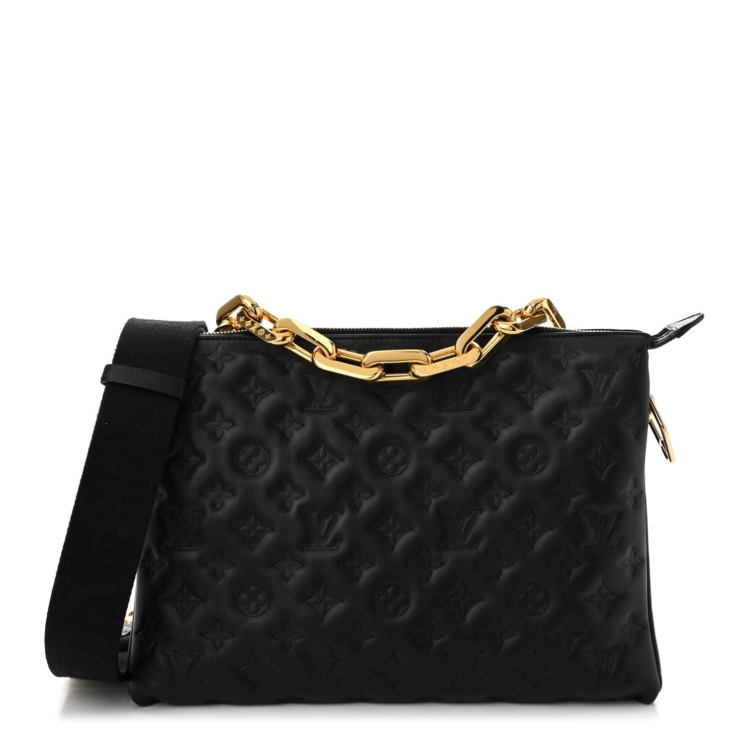 Louis Vuitton Lambskin Embossed Monogram Coussin MM Black 1 of 9