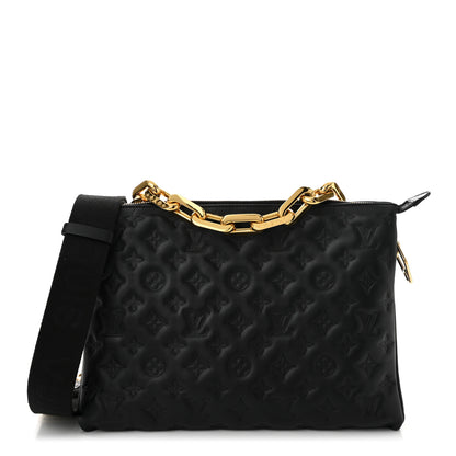 Louis Vuitton Lambskin Embossed Monogram Coussin MM Black 1 of 9