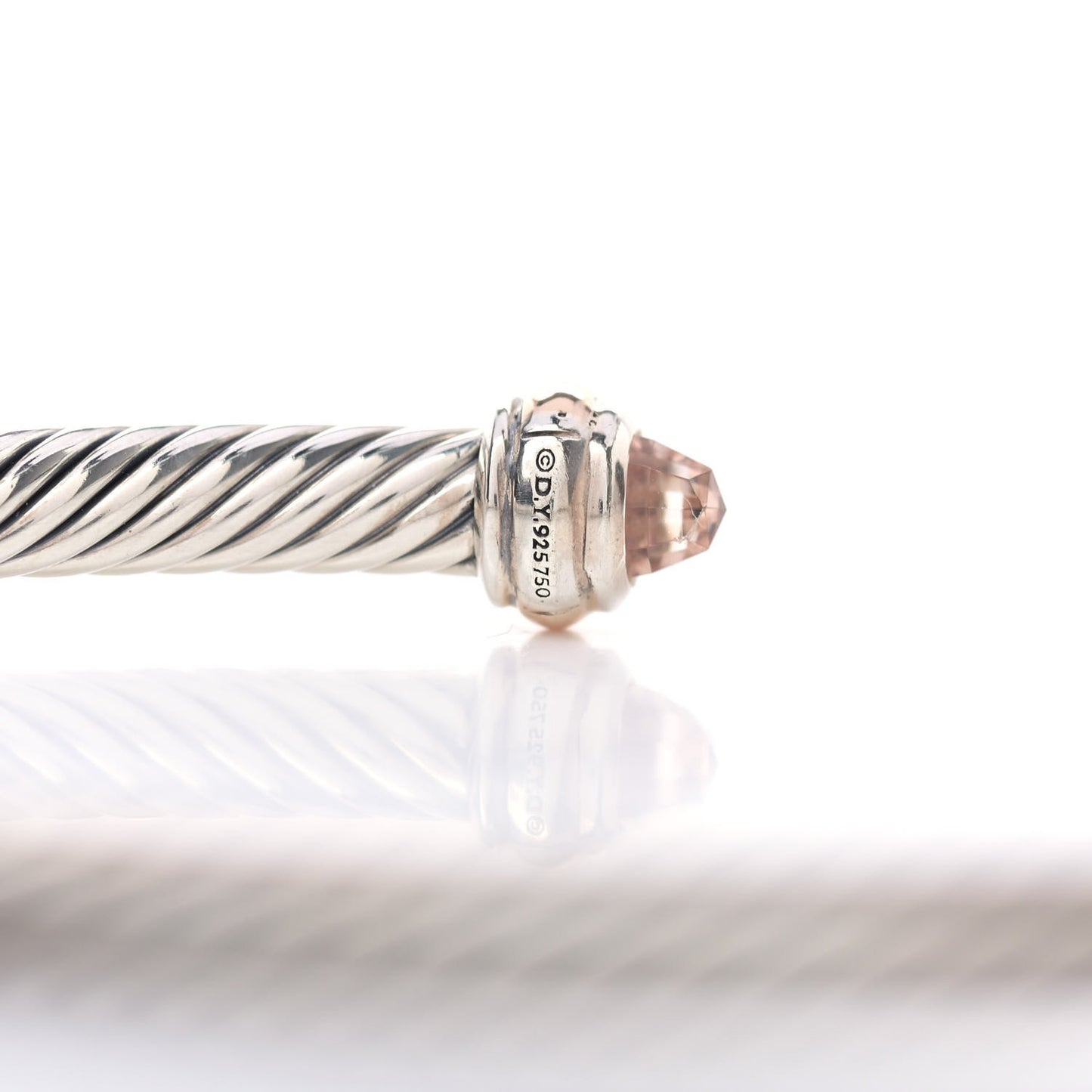 Sterling Silver 18K Rose Gold Morganite 4mm Cable Classics Bracelet