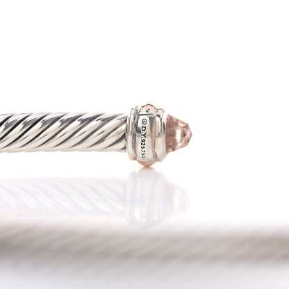 David Yurman Sterling Silver 18K Rose Gold Morganite 4mm Cable Classics Bracelet 4 of 7