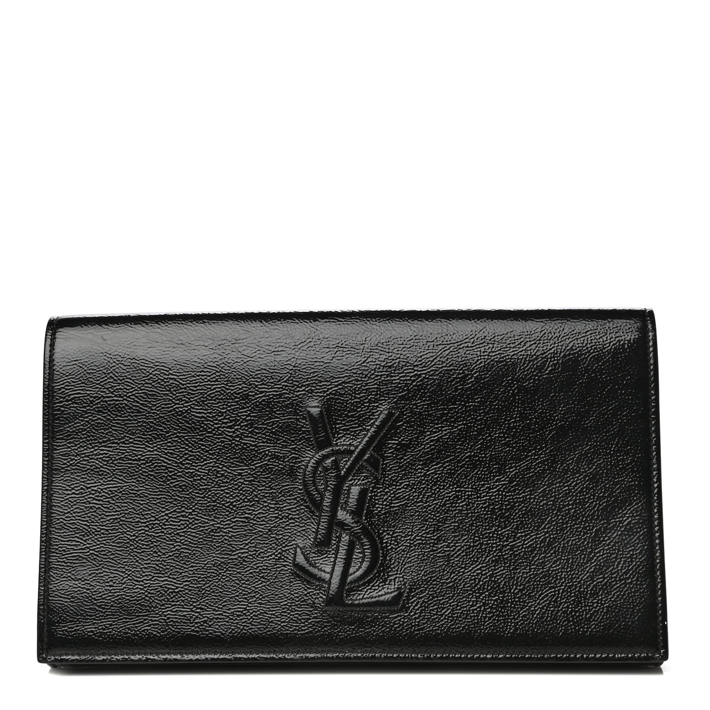 Textured Patent Monogram Large Belle De Jour Clutch Black