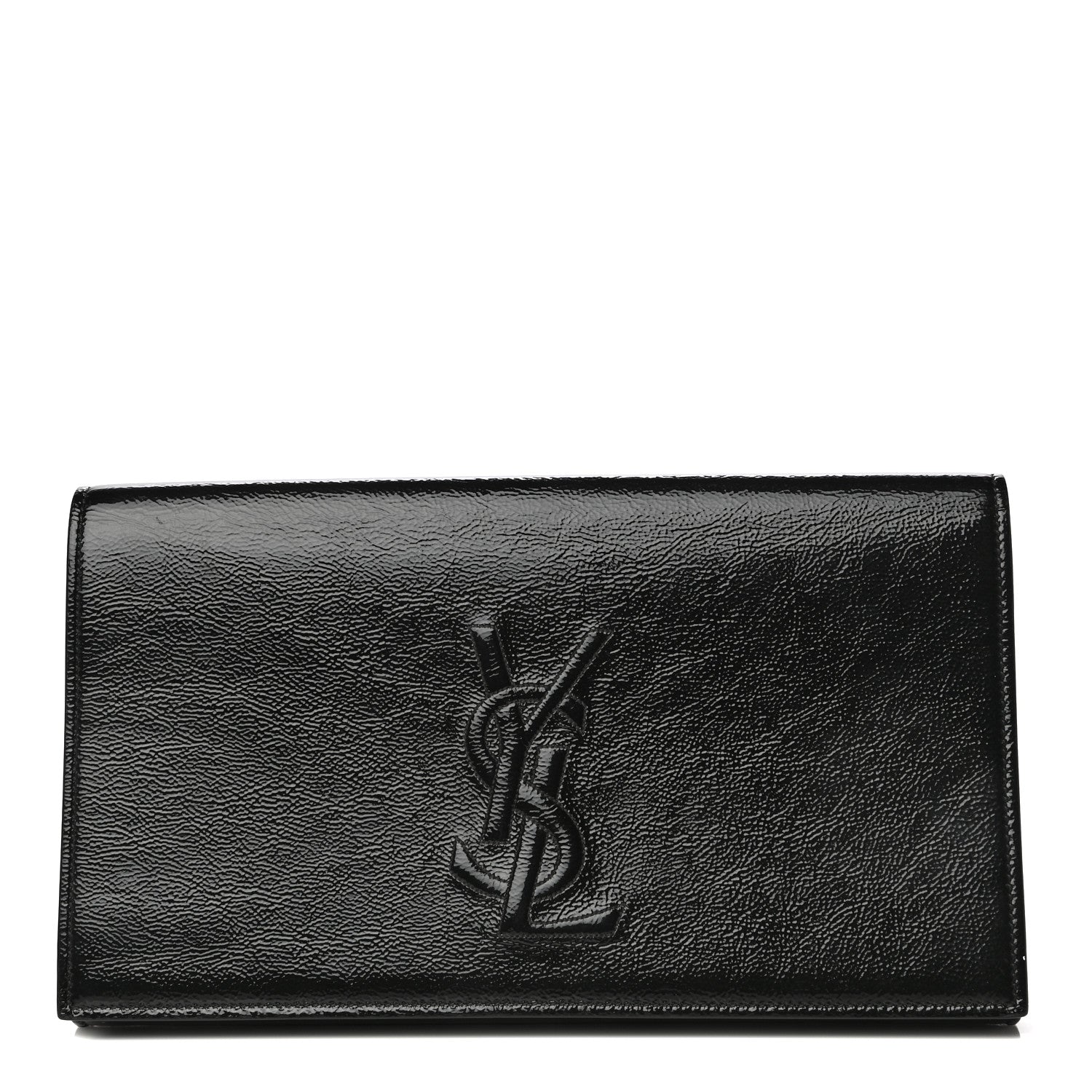 Saint Laurent Textured Patent Monogram Large Belle De Jour Clutch Black 1 of 13