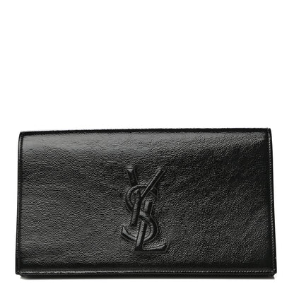 Saint Laurent Textured Patent Monogram Large Belle De Jour Clutch Black 1 of 13