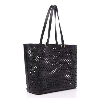 Prada Saffiano Perforated Tote Black 2 of 11