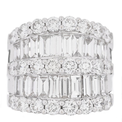 Parker & West by FASHIONPHILE 18K White Gold Diamond 4.12ctw Round Baguette Cut Five Row Band Ring 53 6.5 1 of 7