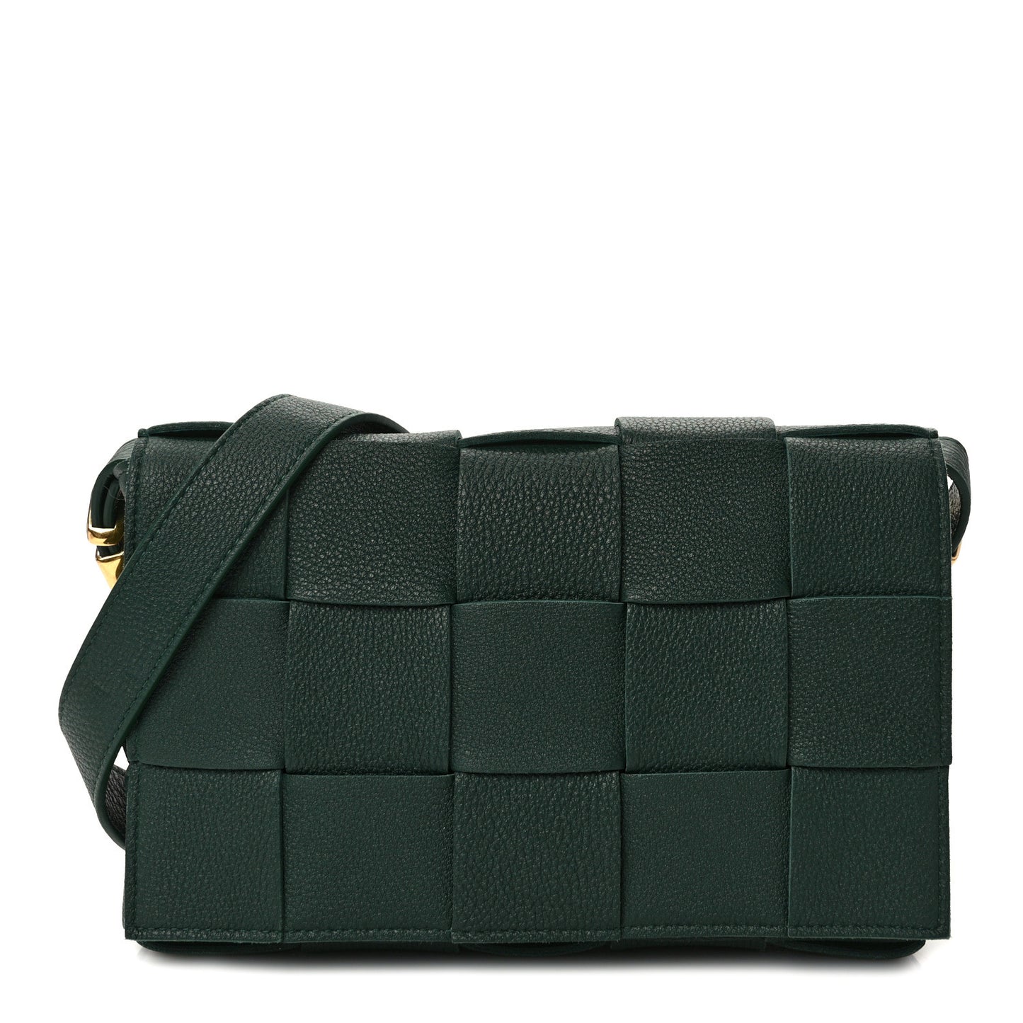 Grained Calfskin Maxi Intrecciato Cassette Crossbody Bag Raintree Green
