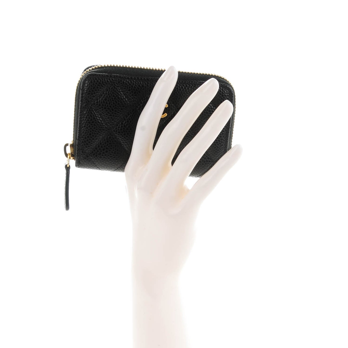 Caviar Quilted Zip Coin Purse Black