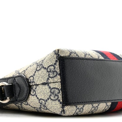 Gucci GG Supreme Monogram Textured Dollar Calfskin Web Small Ophidia Dome Shoulder Bag Beige Blue 9 of 14