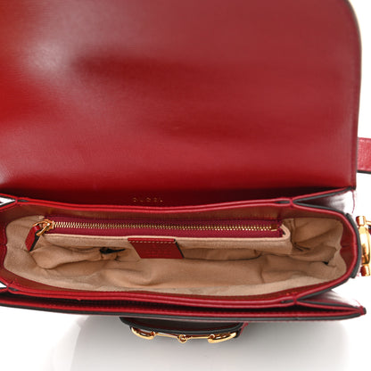 Gucci GG Supreme Monogram Azalea Calfskin Horsebit 1955 Shoulder Bag Beige Ebony New Cherry Red 5 of 15