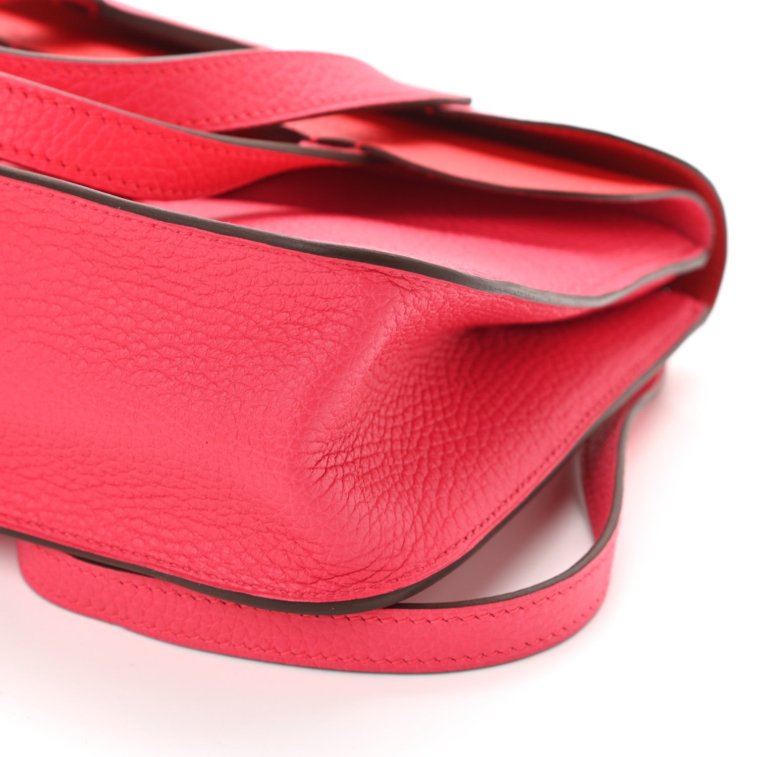 Hermes Taurillon Clemence Halzan 25 Rouge De Coeur Rose Extreme