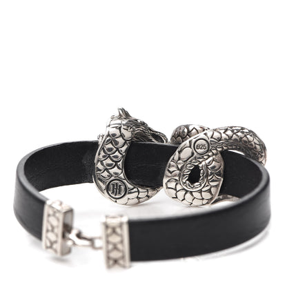 John Hardy Sterling Silver Calfskin Naga Dragon Bracelet Black 4 of 4