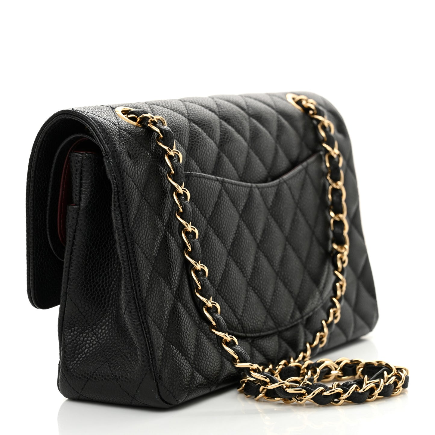 Caviar Quilted Medium Double Flap Black