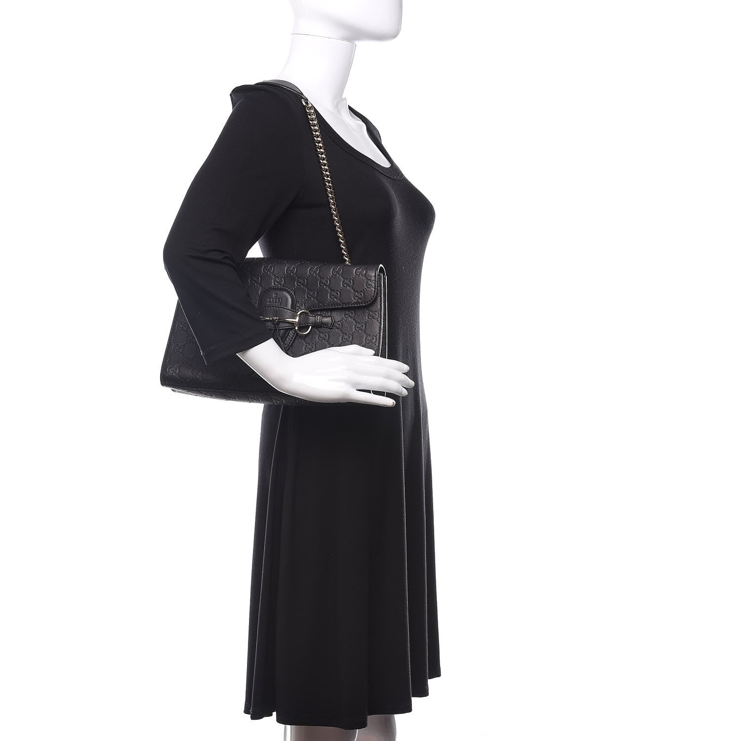 Gucci Guccissima Medium Emily Chain Shoulder Bag Black 2 of 13
