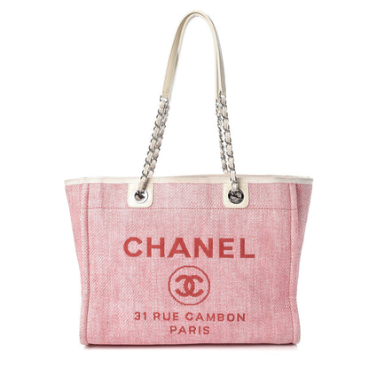 Chanel Woven Straw Raffia Small Deauville Tote Pink 1 of 7
