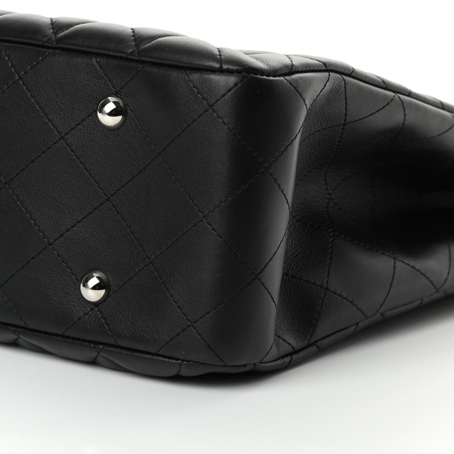 Calfskin Quilted Large Classic Shopping Tote Black