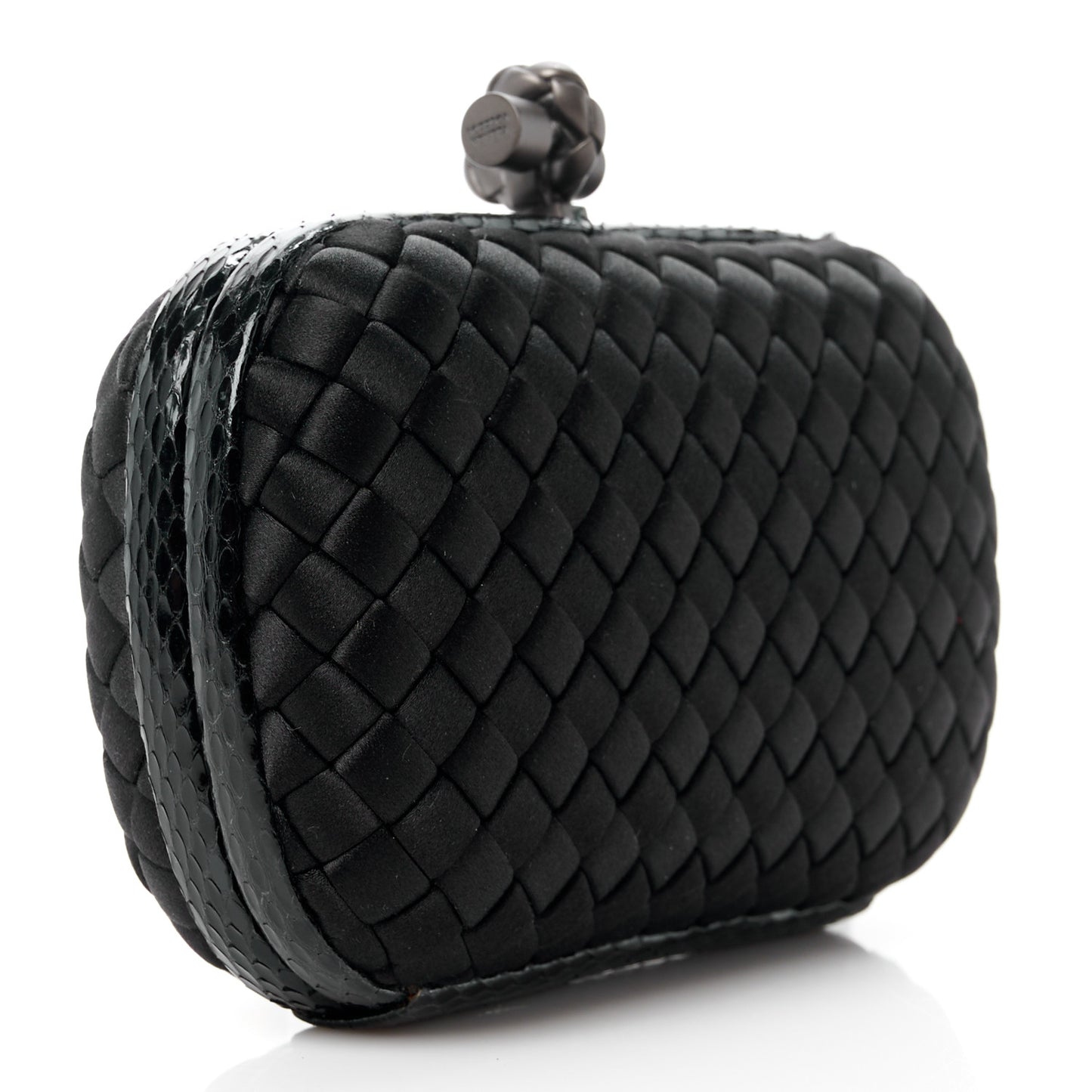 Satin Intreccio Impero Ayers Knot Clutch Black