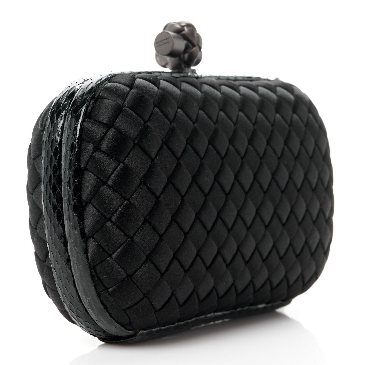 Bottega Veneta Satin Intreccio Impero Ayers Knot Clutch Black 3 of 12