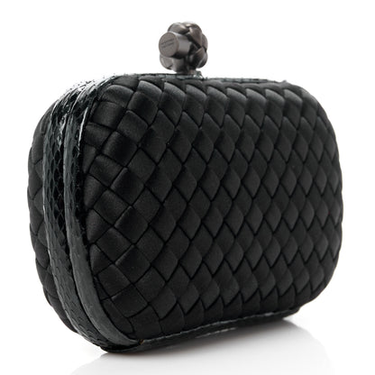 Bottega Veneta Satin Intreccio Impero Ayers Knot Clutch Black 3 of 12