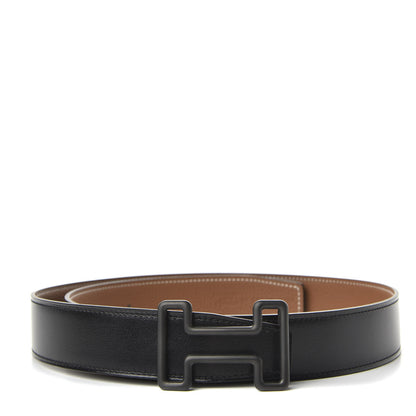 Hermes Chamonix Togo PVD Plated 38mm Tonight Belt 80 Black Gold 1 of 6