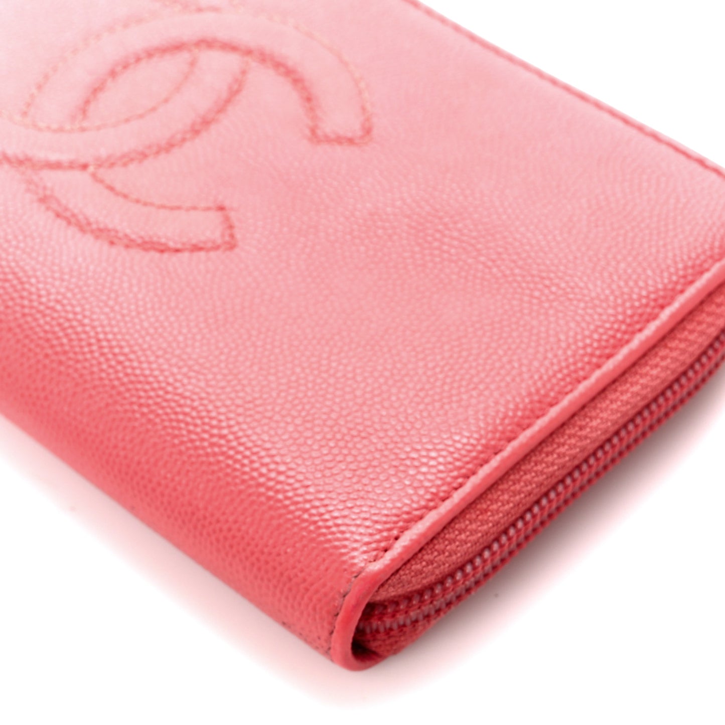 Caviar Large Timeless CC Zip Around Wallet Pink