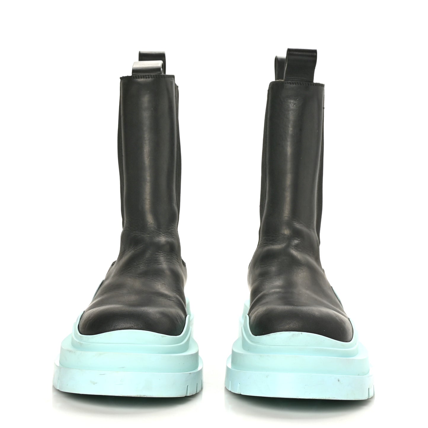 Calfskin The Tire Chelsea Boots 41 Black Pale Blue